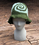 Spiral Granny Square Crochet Hat (Green)