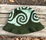 Spiral Granny Square Crochet Hat (Green)