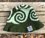 Spiral Granny Square Crochet Hat (Green)