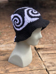Spiral Granny Square Crochet Hat (Black & White)
