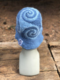 Spiral Granny Square Crochet Hat (Blue)