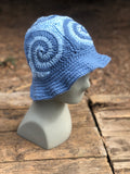 Spiral Granny Square Crochet Hat (Blue)