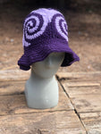 Spiral Granny Square Crochet Hat (Purple)