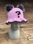Pink, Black, & White Fluffy ? Crochet Bucket Hat
