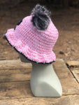 Pink, Black, & White Fluffy ? Crochet Bucket Hat