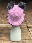 Pink, Black, & White Fluffy ? Crochet Bucket Hat