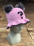 Pink, Black, & White Fluffy ? Crochet Bucket Hat