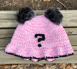 Pink, Black, & White Fluffy ? Crochet Bucket Hat