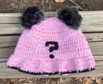 Pink, Black, & White Fluffy ? Crochet Bucket Hat