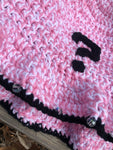 Pink, Black, & White Fluffy ? Crochet Bucket Hat