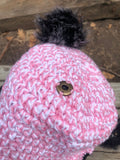 Pink, Black, & White Fluffy ? Crochet Bucket Hat