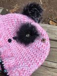 Pink, Black, & White Fluffy ? Crochet Bucket Hat