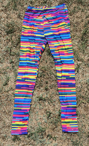 Rainbow Knit Stitch Patterned Leggings - Lively Vibes