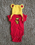 Red and Yellow Baby Onesie and Hat Set - Lively Vibes
