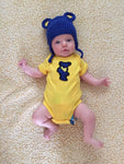 Yellow and Blue Baby Onesie and Hat Set